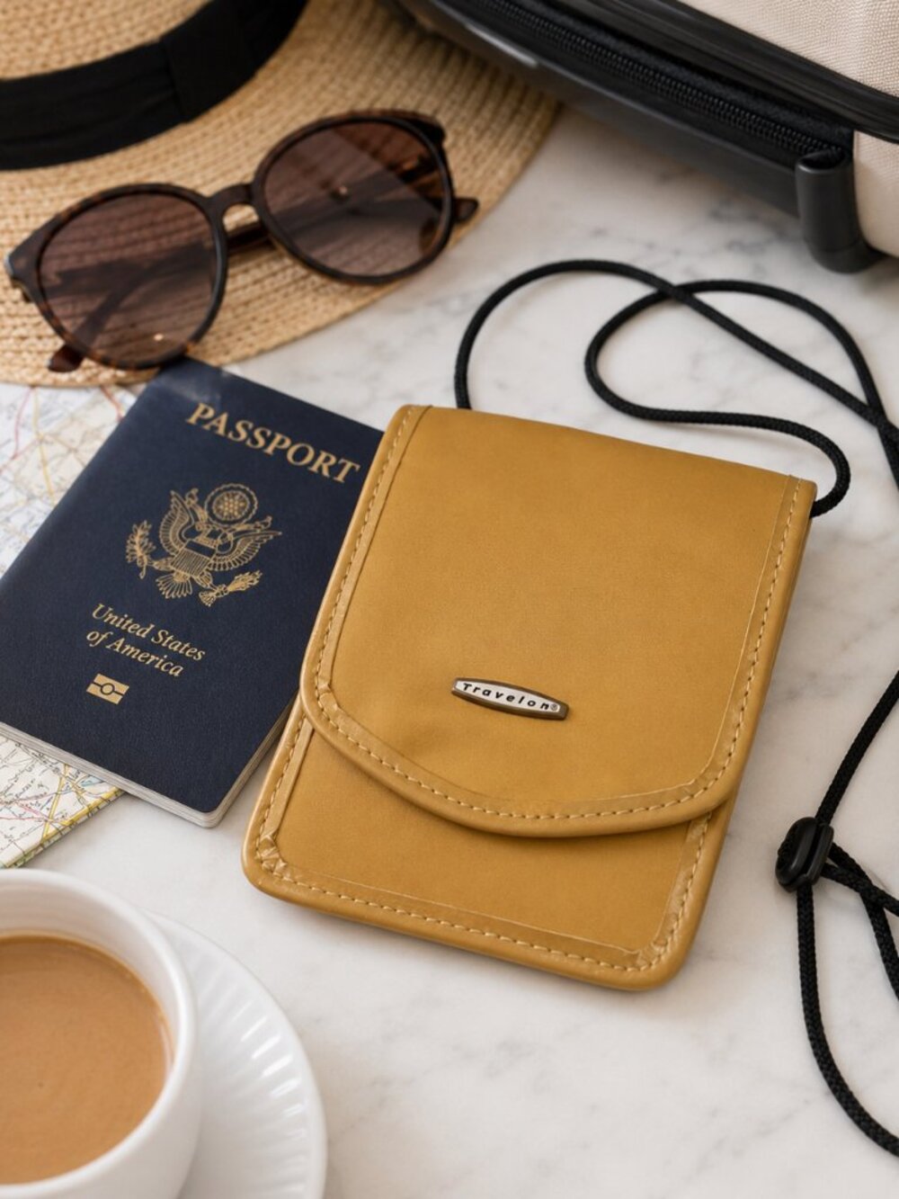 Travelon Gold Passport Travel Crossbody Wallet